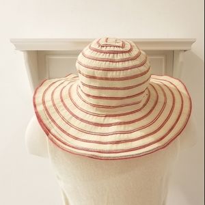 Joy Susan Tan and Pink Wide Brim Floppy Sun Hat